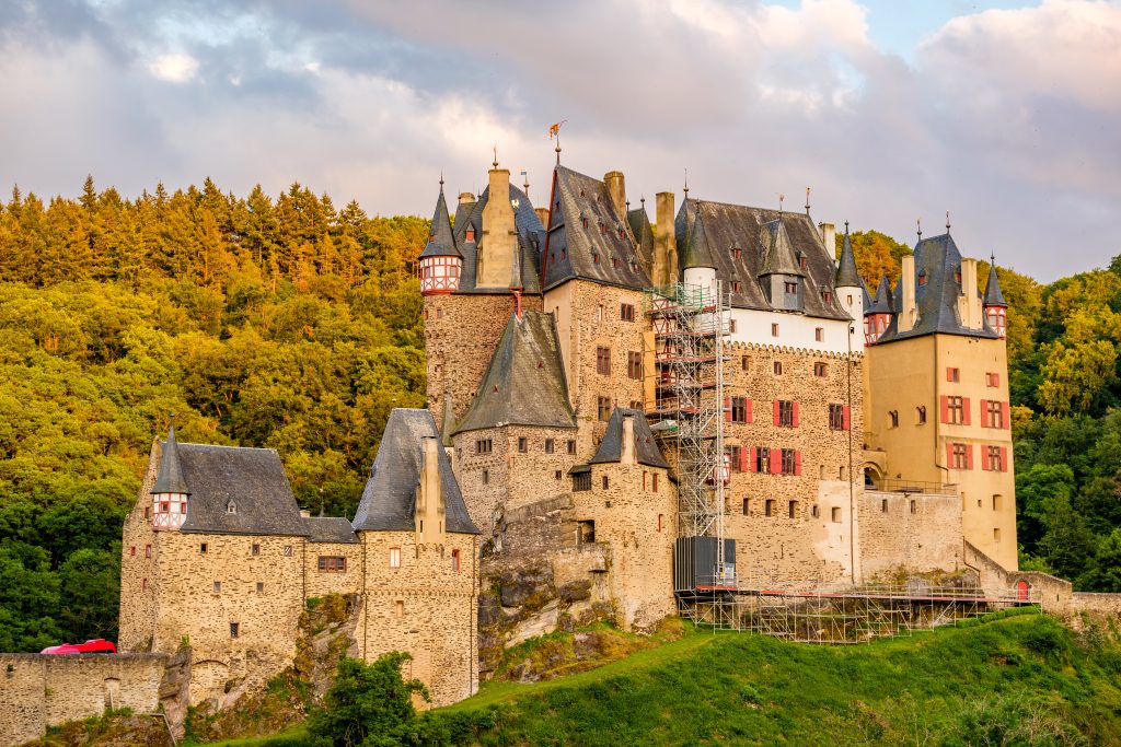 Burg Eltz castle in Rhineland-Palatinate at sunset