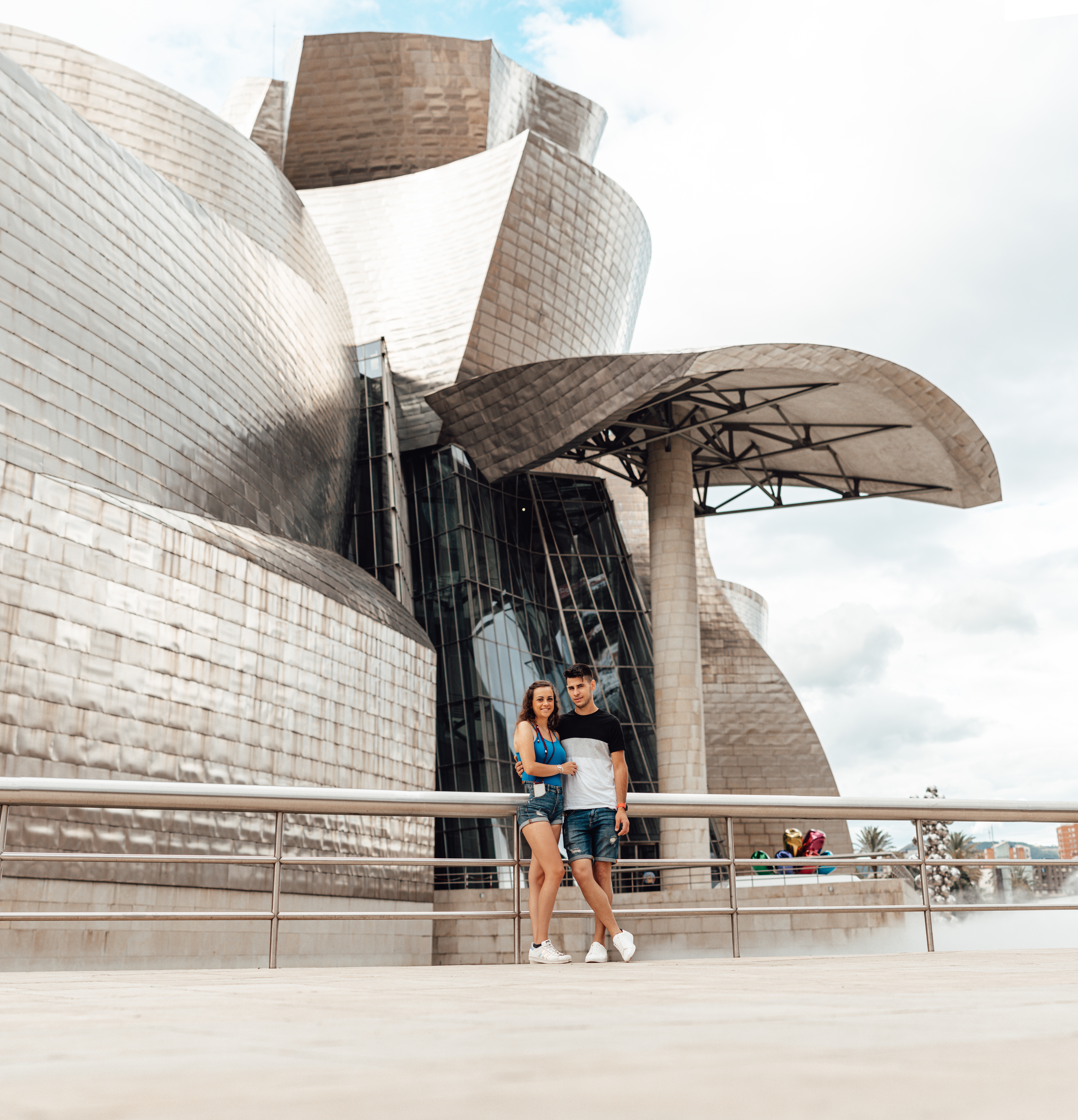Couple visiting the Guggenheim museum in Bilbao