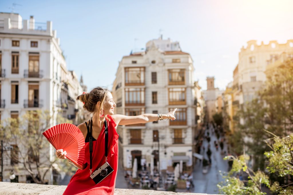 Woman traveling in Valencia city